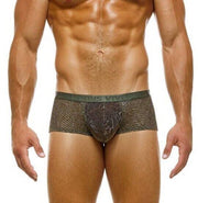 Modus Vivendi Boxer Knight Combo Shiny Snake Print Metallic Yarns Khaki 05221 41 - SexyMenUnderwear.com