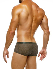 Modus Vivendi Boxer Knight Combo Shiny Snake Print Metallic Yarns Khaki 05221 41 - SexyMenUnderwear.com