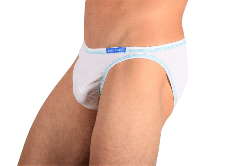 Modus Vivendi Brief Flash Slip Low Cut Cotton Briefs White 23511 21B - SexyMenUnderwear.com