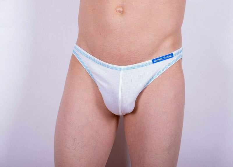 Modus Vivendi Brief Flash Slip Low Cut Cotton Briefs White 23511 21B - SexyMenUnderwear.com
