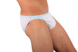 Modus Vivendi Brief Flash Slip Low Cut Cotton Briefs White 23511 21B - SexyMenUnderwear.com