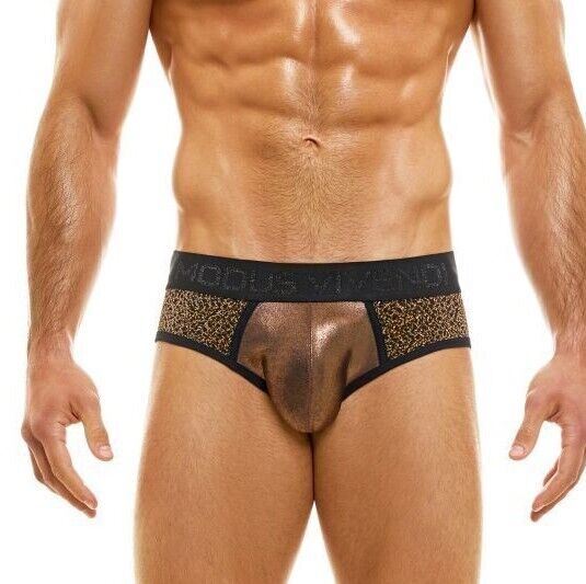 Modus Vivendi Brief King Cheetah Jaquard Knitted Briefs Rose Gold 13115 25 - SexyMenUnderwear.com