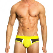 Modus Vivendi Brief Multi C-Through Back Mesh Briefs Yellow 05813 14 - SexyMenUnderwear.com