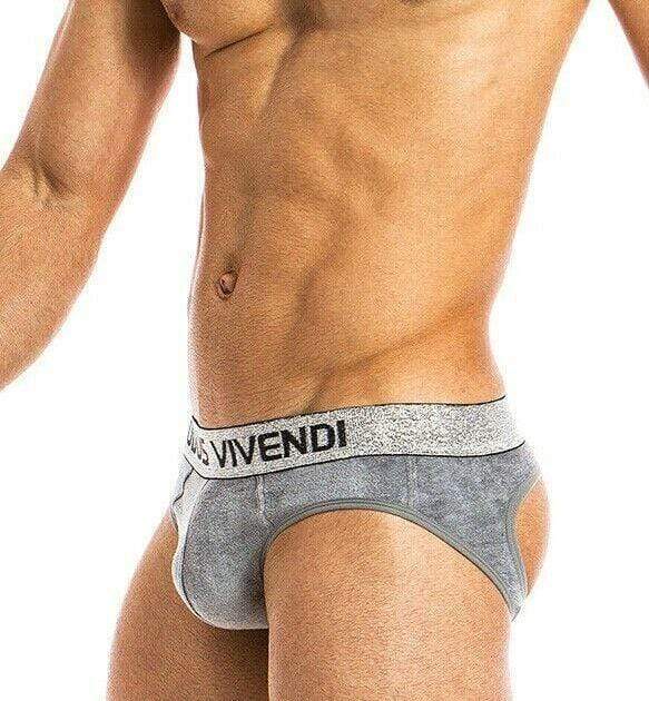 Modus Vivendi Brief X-Lux Bottomless Velvet jock BackLess Grey 19812 47 - SexyMenUnderwear.com