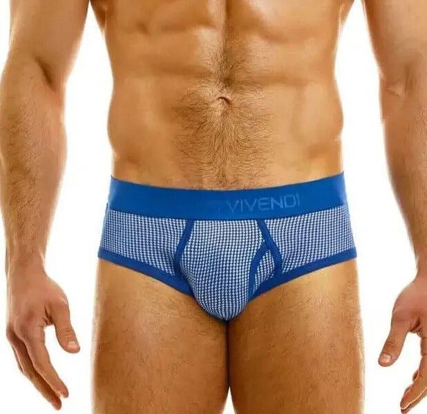 Modus Vivendi Classic Country Brief Jacquard Square Knitted Blue Briefs 02214 - SexyMenUnderwear.com