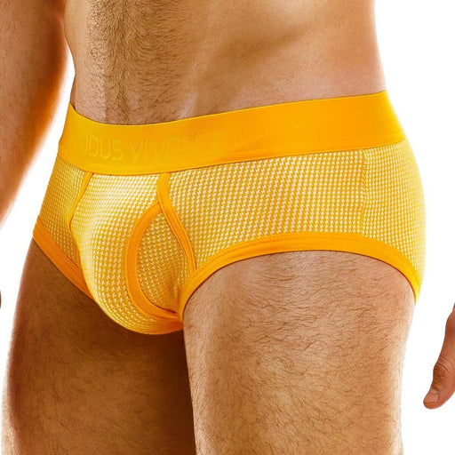 Modus Vivendi Classic Country Brief Jacquard Square Knitted Yellow Briefs 02214 - SexyMenUnderwear.com