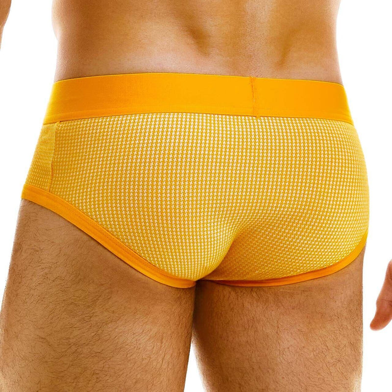 Modus Vivendi Classic Country Brief Jacquard Square Knitted Yellow Briefs 02214 - SexyMenUnderwear.com