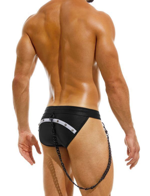 Modus Vivendi Dark Tanga Swim-Briefs Removable Side Chain Silver Gray GS2211 67 - SexyMenUnderwear.com