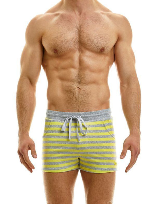 Modus Vivendi Exclusive Short Slim Fit Drawstrings Yellow Striped Shorts 23221 - SexyMenUnderwear.com