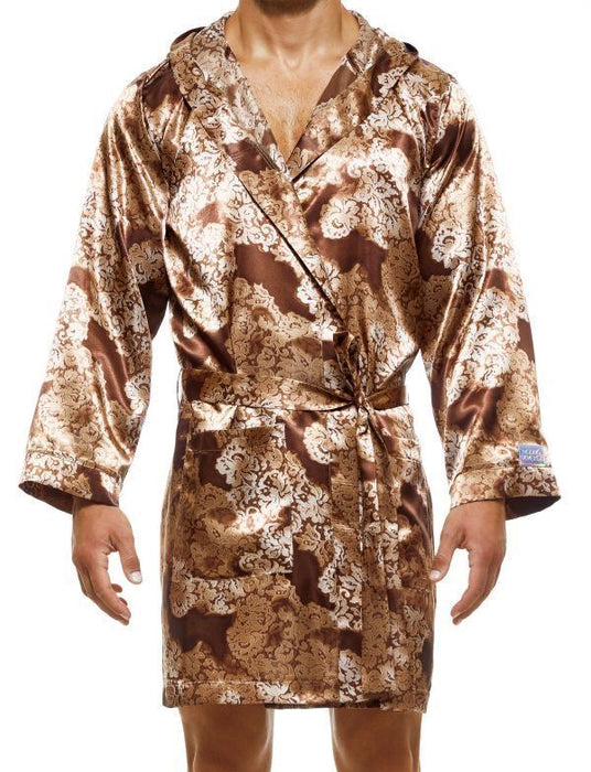 Modus Vivendi Floral Lace Robe Abstract Satin-Look Luxerious Loungewear AA2251 - SexyMenUnderwear.com