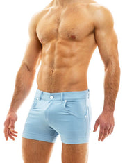 MODUS VIVENDI Jeans Denim Shorts Zip & Studs Slim Fit Short Light Blue 05061 29