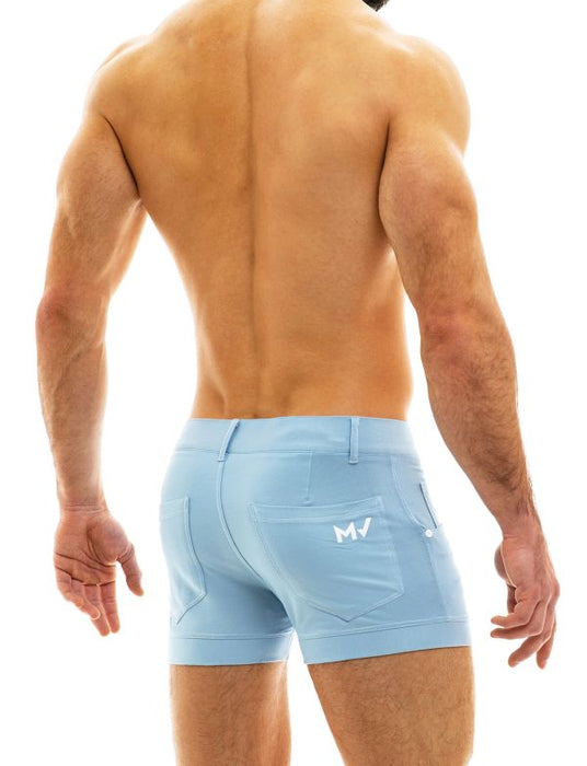 MODUS VIVENDI Jeans Denim Shorts Zip & Studs Slim Fit Short Light Blue 05061 29
