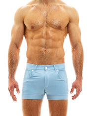 MODUS VIVENDI Jeans Denim Shorts Zip & Studs Slim Fit Short Light Blue 05061 29