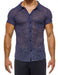 Modus Vivendi Knight Shirt Tight Fit Knitted Cotton Metallic Yarns Blue 05241 64 - SexyMenUnderwear.com