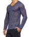 Modus Vivendi Knight V-Neck T Shirt Longsleeves Shiny Blue Lurex 05251 64 - SexyMenUnderwear.com
