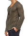 Modus Vivendi Knight V-Neck T Shirt Longsleeves Shiny Lurex Khaki 05251 64 - SexyMenUnderwear.com