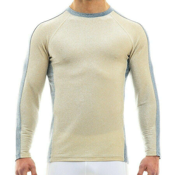 Modus Vivendi Long Sleeves Shirt GLAM SPARKLE Lurex Yarms Gold-Blue 10051 35 - SexyMenUnderwear.com