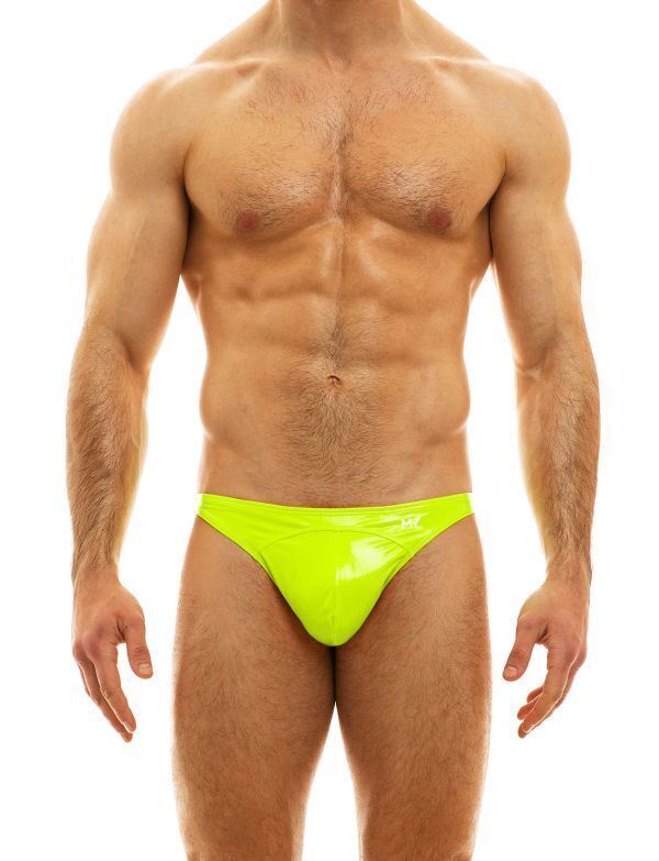Modus Vivendi Low-Cut Briefs Viral Vinyl Tight Fit Brief Neon Yellow 08013 - SexyMenUnderwear.com