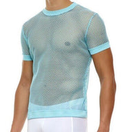 Modus Vivendi Mesh T-Shirt C-Through Muscle Fit Light Blue Shirt 08033 - SexyMenUnderwear.com