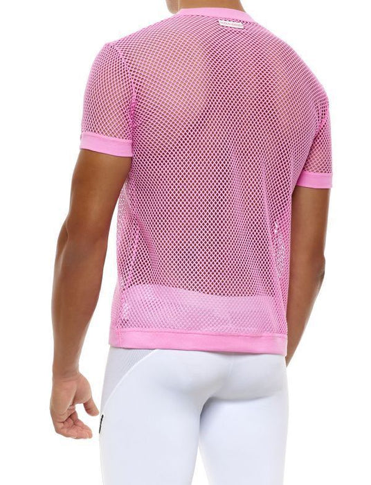 Modus Vivendi Mesh T-Shirt C-Through Muscle Fit Neon Pink Shirt 08033 - SexyMenUnderwear.com