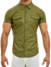 Modus Vivendi Muscle Shirt Faux Leather Legacy Line Filam Pelle Khaki 11141 56 - SexyMenUnderwear.com