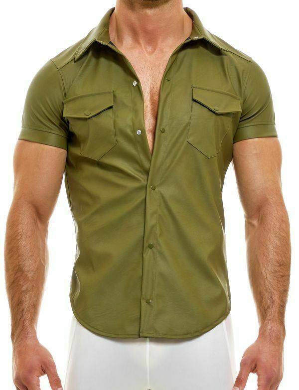 Modus Vivendi Muscle Shirt Faux Leather Legacy Line Filam Pelle Khaki 11141 56 - SexyMenUnderwear.com