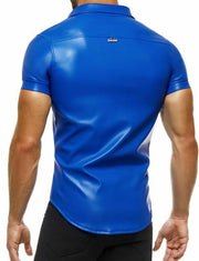 Modus Vivendi Muscle T-Shirt Faux Leather Legacy Line Filam Pelle Blue 11141 56 - SexyMenUnderwear.com
