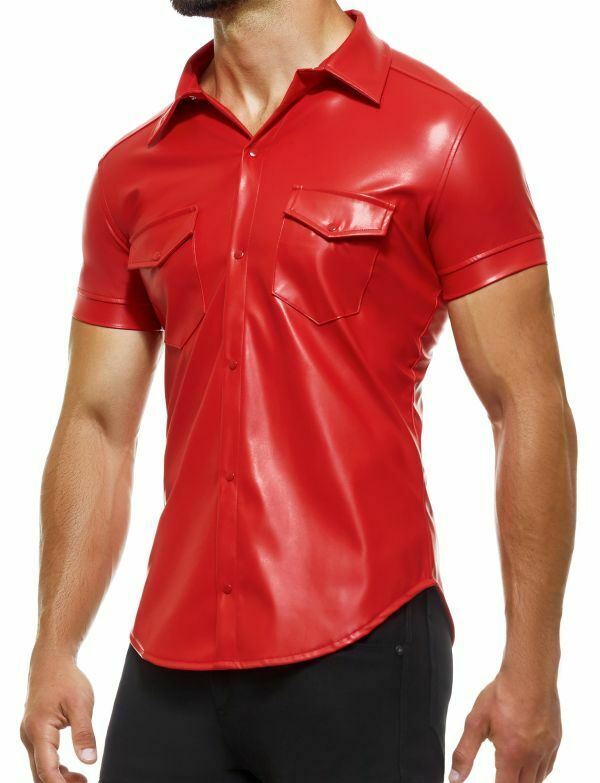 Modus Vivendi Muscle T-Shirt Faux Leather Legacy Line Filam Pelle Red 11141 56 - SexyMenUnderwear.com