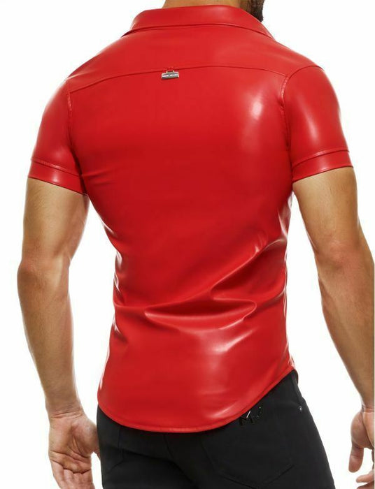 Modus Vivendi Muscle T-Shirt Faux Leather Legacy Line Filam Pelle Red 11141 56 - SexyMenUnderwear.com