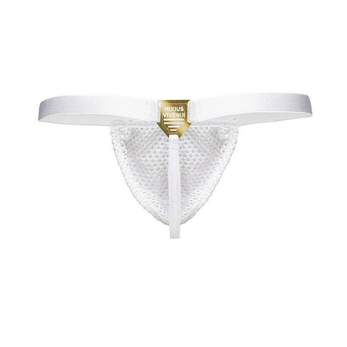 Modus Vivendi Net Trap Mesh Thong Semi-Transparent Perforated White 06114 49 - SexyMenUnderwear.com
