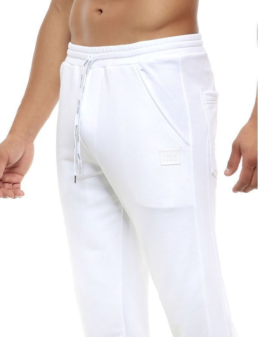 Modus Vivendi Pants Diagonal Poly Tricot Legging Adjustable Cords White 10352 - SexyMenUnderwear.com