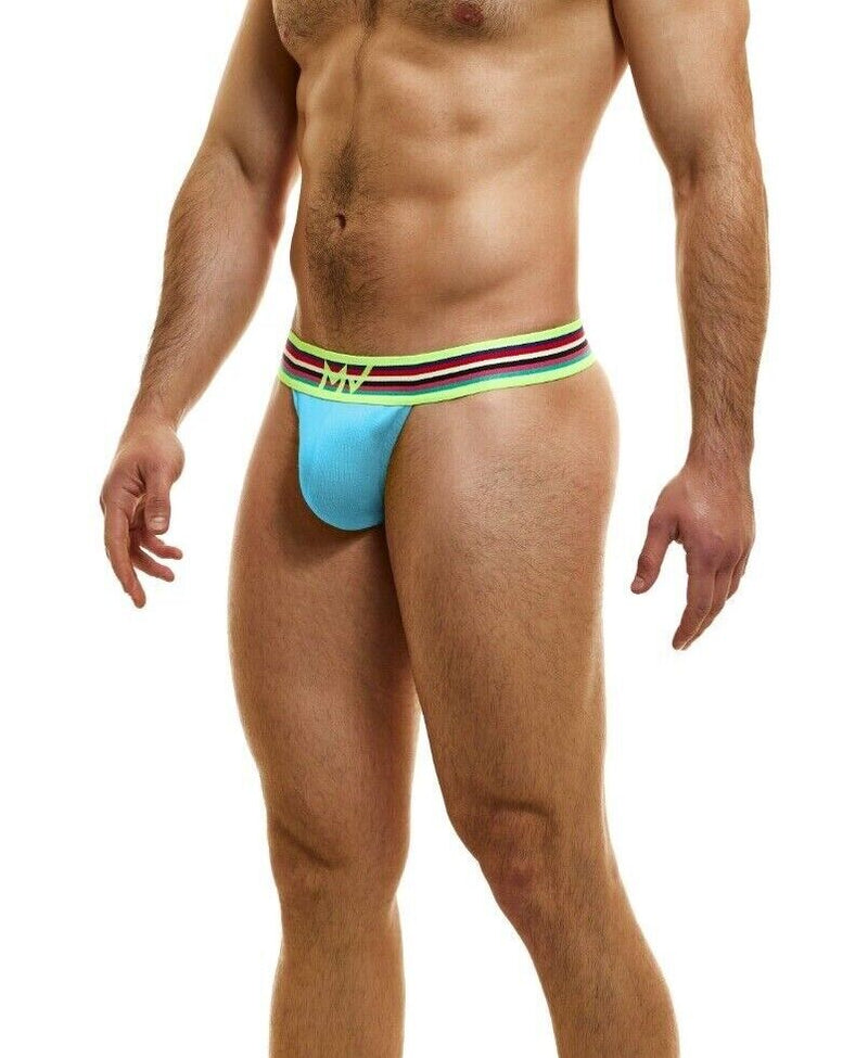Modus Vivendi Peace Thong Low-Rise Eco Ribbed Cotton Thongs Aqua 04015 74 - SexyMenUnderwear.com