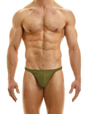 Modus Vivendi Pleasure Thong Roomy Pouch Mat Rubber Thong Khaki 22222 - SexyMenUnderwear.com