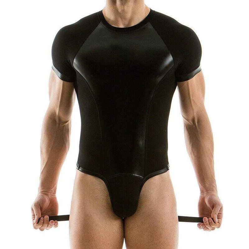 Modus Vivendi Shirt Latex-Look T-Shirt Singlet BodySuit 11282 11 - SexyMenUnderwear.com