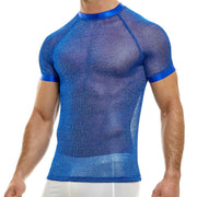 Modus Vivendi Shirt Luxury Metallic Yarns Knit T-Shirt Armor Blue 01041 53 - SexyMenUnderwear.com