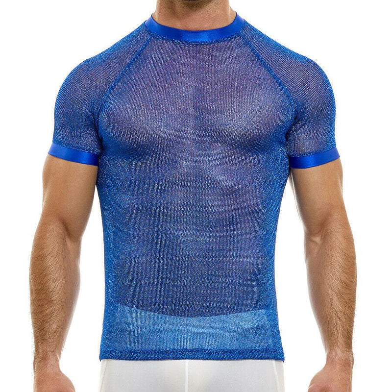 Modus Vivendi Shirt Luxury Metallic Yarns Knit T-Shirt Armor Blue 01041 53 - SexyMenUnderwear.com