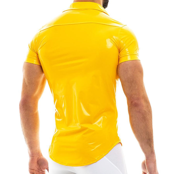 MODUS VIVENDI Shirts Viral Vinyl Muscle Fit Yellow Shirt 08041 50 - SexyMenUnderwear.com