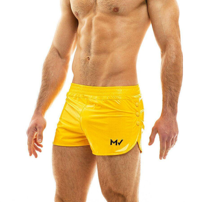 Modus Vivendi Shorts VIRAL VINYL Glossy & Shiny Short Lavish Yellow 08061 - SexyMenUnderwear.com
