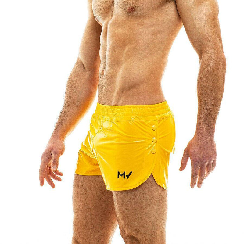 Modus Vivendi Shorts VIRAL VINYL Glossy & Shiny Short Lavish Yellow 08061 - SexyMenUnderwear.com