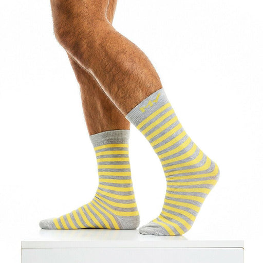 Modus Vivendi Sock Pop Melange Stripped Mid-Cut Socks Yellow XS2013 82 - SexyMenUnderwear.com