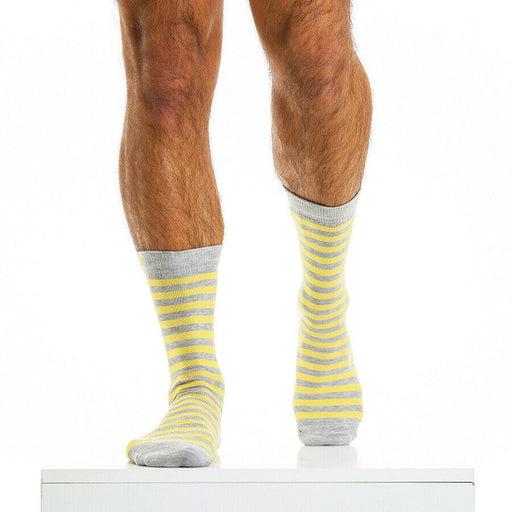 Modus Vivendi Sock Pop Melange Stripped Mid-Cut Socks Yellow XS2013 82 - SexyMenUnderwear.com