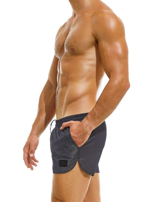 Modus Vivendi Swimwear Dark Jogging Cut Woven Swim-Shorts Mesh Silver GS2231 - SexyMenUnderwear.com