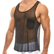 Modus Vivendi Tank Luxury Fashion Streetwear Mesh Tanktop ARMOR Black 01031 54 - SexyMenUnderwear.com