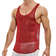 Modus Vivendi Tank Mesh Knitted Luxury Yarns Armor Tank Top Red 01031 54 - SexyMenUnderwear.com