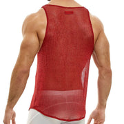 Modus Vivendi Tank Mesh Knitted Luxury Yarns Armor Tank Top Red 01031 54 - SexyMenUnderwear.com