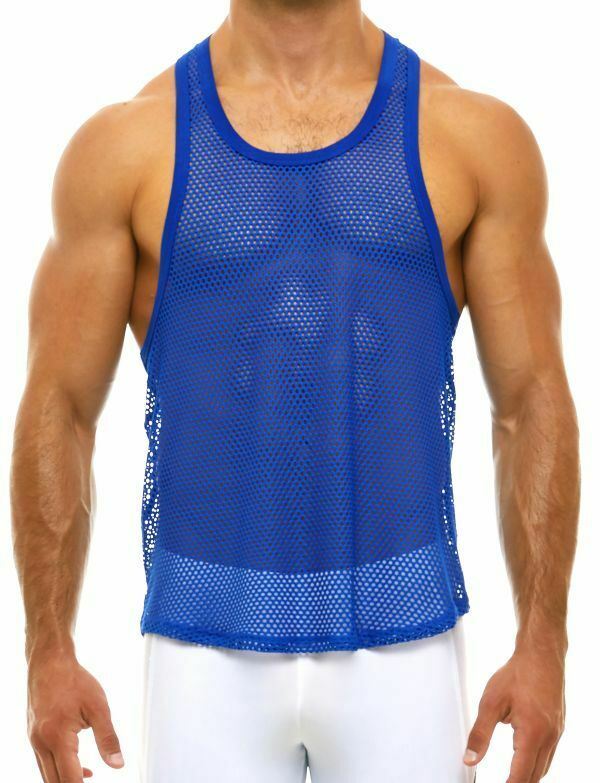 Modus Vivendi Tank Net Trap Fishnet Tanktop Transparent Blue 06131 71 - SexyMenUnderwear.com