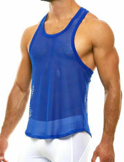 Modus Vivendi Tank Net Trap Fishnet Tanktop Transparent Blue 06131 71 - SexyMenUnderwear.com