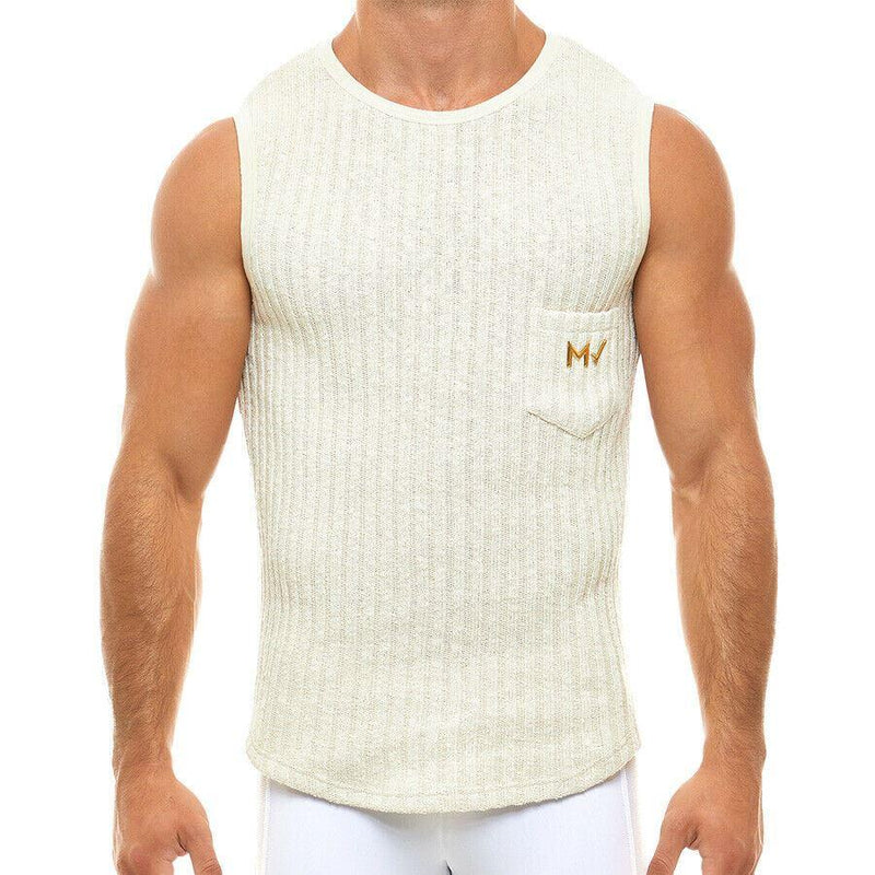 Modus Vivendi Tanktop Knitted Sleeveless Retro Cozy Ivory Tank 07141 44 - SexyMenUnderwear.com