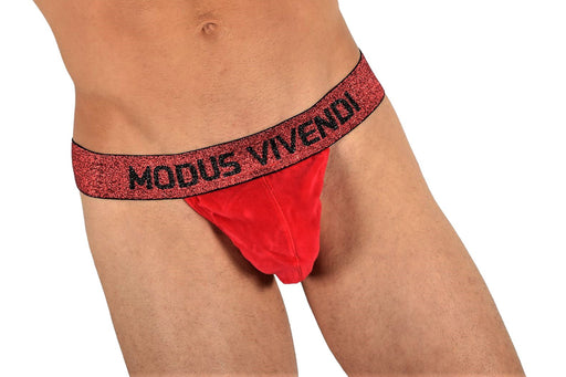 Modus Vivendi Thong Exclusive Soft Velvet T-String Red 22216 21B - SexyMenUnderwear.com
