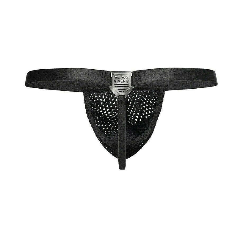Modus Vivendi Thong Net Trap Mesh SemiTransparent Perforated Black 06114 49 - SexyMenUnderwear.com